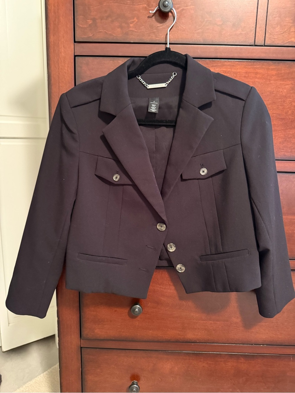 White House Black Market Black Cropped Blazer Jacket